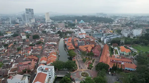Malacca, Malezya - 16 Ekim 2022: Malacca 'nın Tarihi Tarihi Tarihi Binaları ve Turist Çekimleri