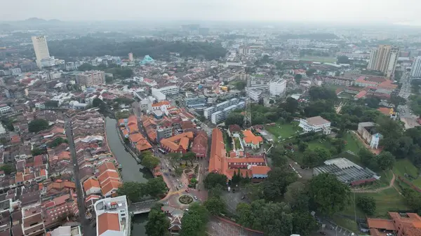 Malacca, Malezya - 16 Ekim 2022: Malacca 'nın Tarihi Tarihi Tarihi Binaları ve Turist Çekimleri