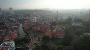 Malacca, Malezya - 16 Ekim 2022: Malacca Nehri Gezisi Hava Görüntüsü