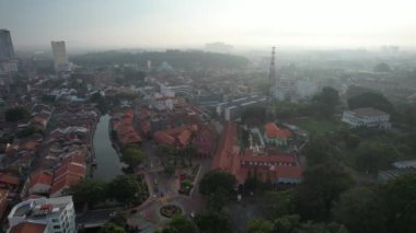 Malacca, Malezya - 16 Ekim 2022: Malacca Nehri Gezisi Hava Görüntüsü