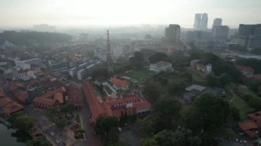 Malacca, Malezya - 16 Ekim 2022: Malacca Nehri Gezisi Hava Görüntüsü