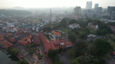 Malacca, Malezya - 16 Ekim 2022: Malacca Nehri Gezisi Hava Görüntüsü