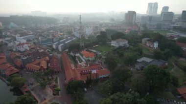 Malacca, Malezya - 16 Ekim 2022: Malacca Nehri Gezisi Hava Görüntüsü