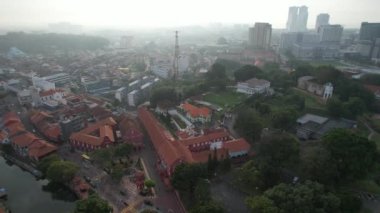 Malacca, Malezya - 16 Ekim 2022: Malacca Nehri Gezisi Hava Görüntüsü