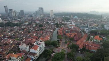 Malacca, Malezya - 16 Ekim 2022: Malacca Nehri Gezisi Hava Görüntüsü