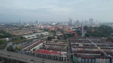 Malacca, Malezya - 16 Ekim 2022: Malacca Nehri Gezisi Hava Görüntüsü