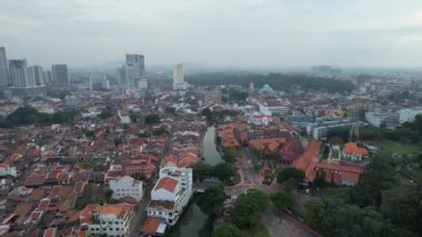 Malacca, Malezya - 16 Ekim 2022: Malacca Nehri Gezisi Hava Görüntüsü