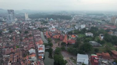 Malacca, Malezya - 16 Ekim 2022: Malacca Nehri Gezisi Hava Görüntüsü