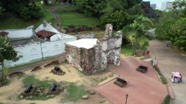 Malacca, Malezya - 16 Ekim 2022: Malacca Nehri Gezisi Hava Görüntüsü