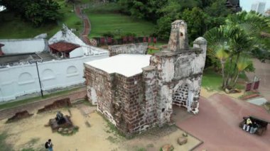 Malacca, Malezya - 16 Ekim 2022: Malacca Nehri Gezisi Hava Görüntüsü