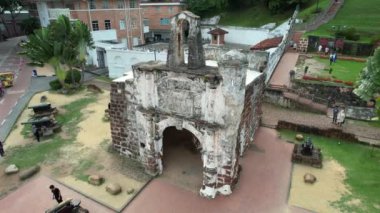 Malacca, Malezya - 16 Ekim 2022: Malacca Nehri Gezisi Hava Görüntüsü