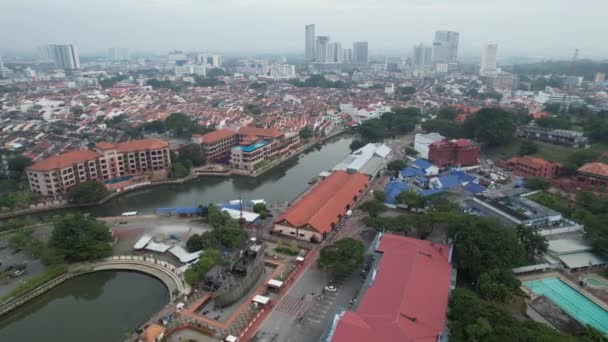 Malaka Malaysia Oktober 2022 Pemandangan Udara Dari Sungai Malaka Cruise — Stok Video