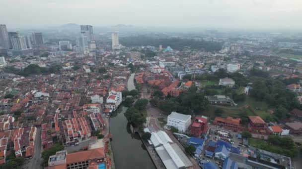 Malacca Malaysia Oktober 2022 Flygfoto Över Malacca River Cruise — Stockvideo