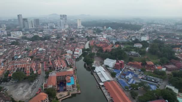 Malacca Malajzia 2022 Október Malacca Folyó Légi Kilátása — Stock videók