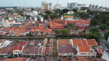 Malacca, Malezya - 16 Ekim 2022: Malacca Nehri Gezisi Hava Görüntüsü