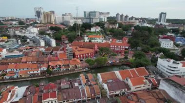 Malacca, Malezya - 16 Ekim 2022: Malacca Nehri Gezisi Hava Görüntüsü