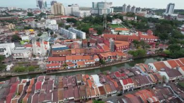 Malacca, Malezya - 16 Ekim 2022: Malacca Nehri Gezisi Hava Görüntüsü