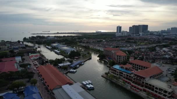 Malaka Malaysia Oktober 2022 Pemandangan Udara Dari Sungai Malaka Cruise — Stok Video