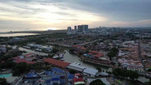 Malacca Malaysia October 2022 Aerial View Malacca River Cruise — Stock Video