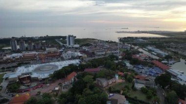 Malacca, Malezya - 16 Ekim 2022: Malacca Nehri Gezisi Hava Görüntüsü