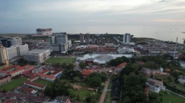 Malacca, Malezya - 16 Ekim 2022: Malacca Nehri Gezisi Hava Görüntüsü