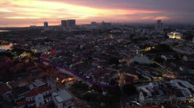 Malacca, Malezya - 16 Ekim 2022: Malacca Nehri Gezisi Hava Görüntüsü