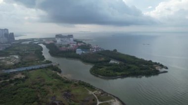 Malacca, Malezya - 16 Ekim 2022: Malacca Nehri Gezisi Hava Görüntüsü
