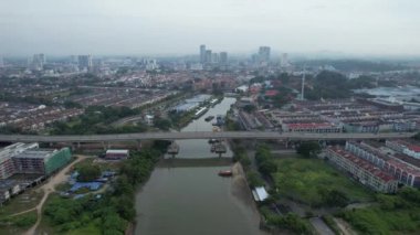 Malacca, Malezya - 16 Ekim 2022: Malacca Nehri Gezisi Hava Görüntüsü