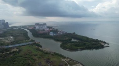 Malacca, Malezya - 16 Ekim 2022: Malacca Nehri Gezisi Hava Görüntüsü