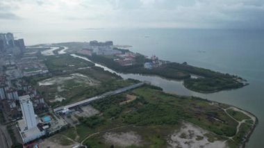 Malacca, Malezya - 16 Ekim 2022: Malacca Nehri Gezisi Hava Görüntüsü