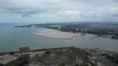 Malacca, Malezya - 16 Ekim 2022: Malacca Nehri Gezisi Hava Görüntüsü