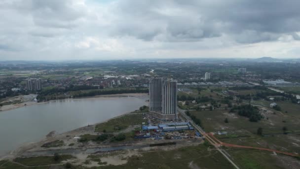 Malacca Maleisië Oktober 2022 Uitzicht Vanuit Lucht Malacca River Cruise — Stockvideo