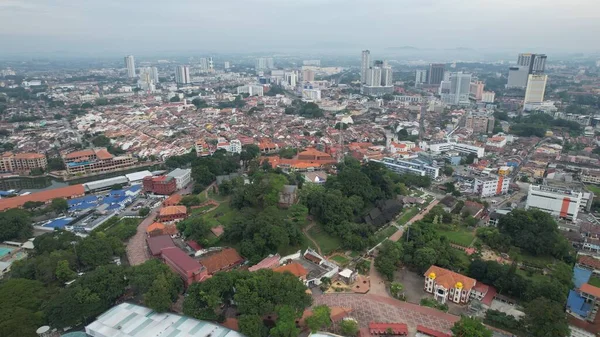 Malacca, Malezya - 16 Ekim 2022: Malacca 'nın Tarihi Tarihi Tarihi Binaları ve Turist Çekimleri