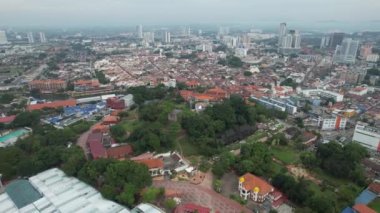 Malacca, Malezya - 16 Ekim 2022: Malacca Nehri Gezisi Hava Görüntüsü