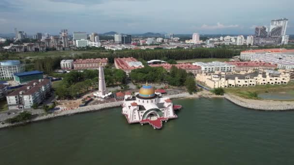 Malacca Maleisië Oktober 2022 Uitzicht Vanuit Lucht Malacca River Cruise — Stockvideo