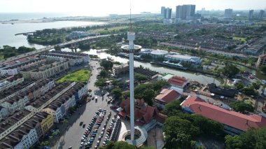 Malacca, Malezya - 16 Ekim 2022: Malacca 'nın Tarihi Tarihi Tarihi Binaları ve Turist Çekimleri