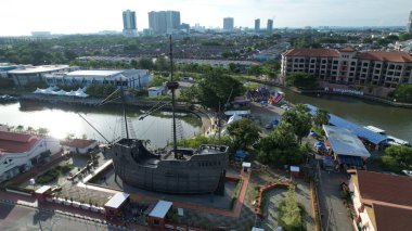 Malacca, Malezya - 16 Ekim 2022: Malacca 'nın Tarihi Tarihi Tarihi Binaları ve Turist Çekimleri