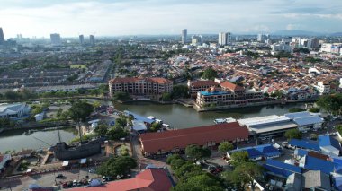Malacca, Malezya - 16 Ekim 2022: Malacca 'nın Tarihi Tarihi Tarihi Binaları ve Turist Çekimleri