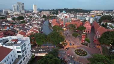 Malacca, Malezya - 16 Ekim 2022: Malacca 'nın Tarihi Tarihi Tarihi Binaları ve Turist Çekimleri