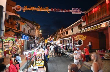 Malacca, Malezya - 16 Ekim 2022: Malacca 'nın Tarihi Tarihi Tarihi Binaları ve Turist Çekimleri