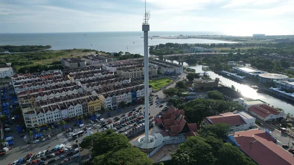 Malacca, Malezya - 16 Ekim 2022: Malacca 'nın Tarihi Tarihi Tarihi Binaları ve Turist Çekimleri