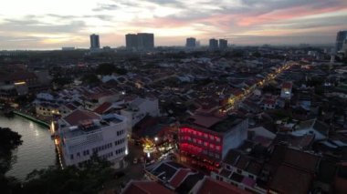 Malacca, Malezya - 16 Ekim 2022: Malacca Nehri Gezisi Hava Görüntüsü
