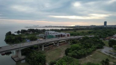 Malacca, Malezya - 16 Ekim 2022: Malacca Nehri Gezisi Hava Görüntüsü