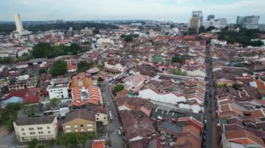 Malacca, Malezya - 16 Ekim 2022: Malacca Nehri Gezisi Hava Görüntüsü