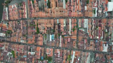 Malacca, Malezya - 16 Ekim 2022: Malacca Nehri Gezisi Hava Görüntüsü