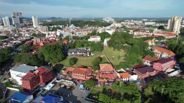 Malacca Maleisië Oktober 2022 Uitzicht Vanuit Lucht Malacca River Cruise — Stockvideo