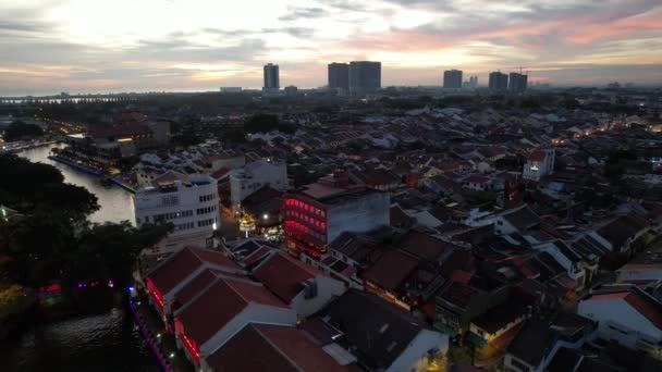 Malacca Malaysia October 2022 Aerial View Malacca River Cruise — Stock Video