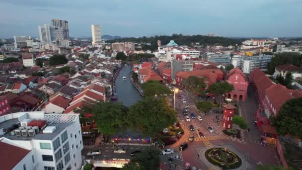 Malaka Malaysia Oktober 2022 Pemandangan Udara Dari Sungai Malaka Cruise — Stok Video