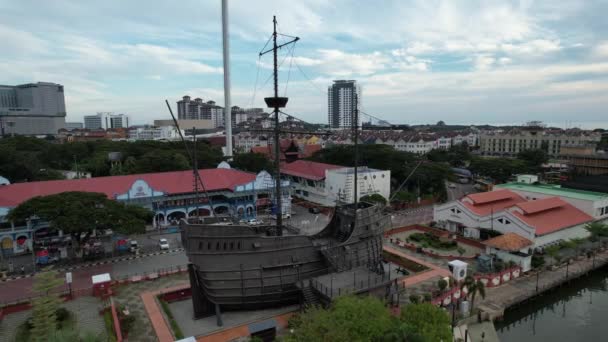 Malacca Malesia Ottobre 2022 Veduta Aerea Della Crociera Sul Fiume — Video Stock