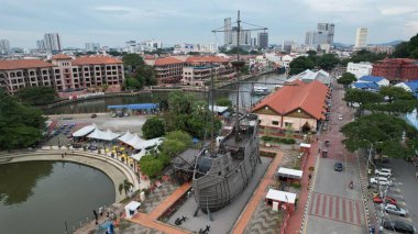 Malacca, Malezya - 16 Ekim 2022: Malacca 'nın Tarihi Tarihi Tarihi Binaları ve Turist Çekimleri